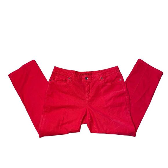 Lands End Straight Leg Fit 2 five pocket Corduroy Pants red size 16 petite - Picture 1 of 9